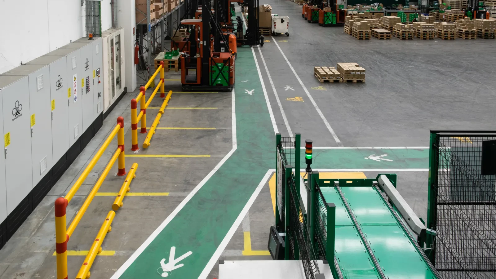 Barrier for the pedestrian route beside a factory