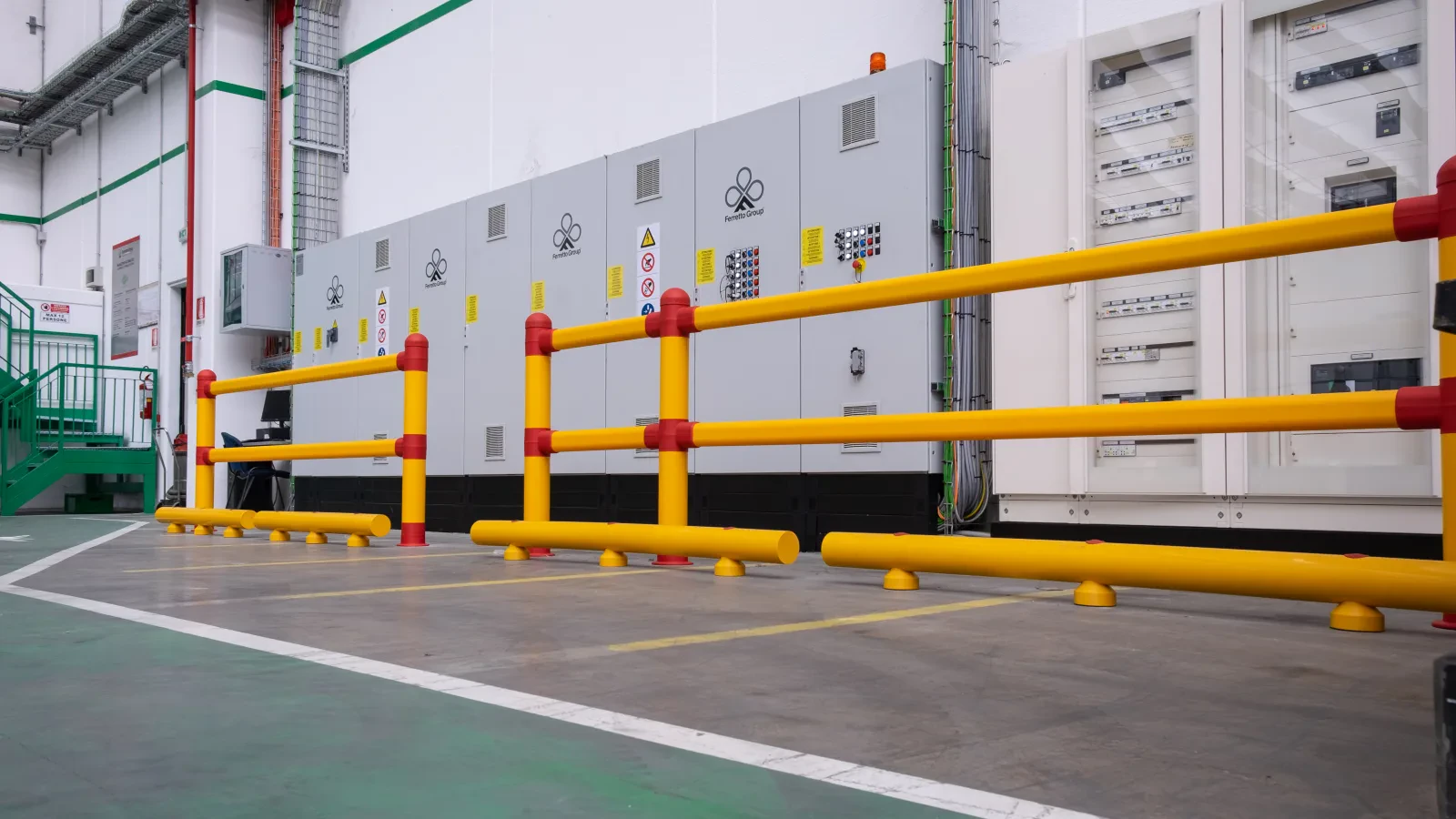 Pedestrian route beside an industrial door