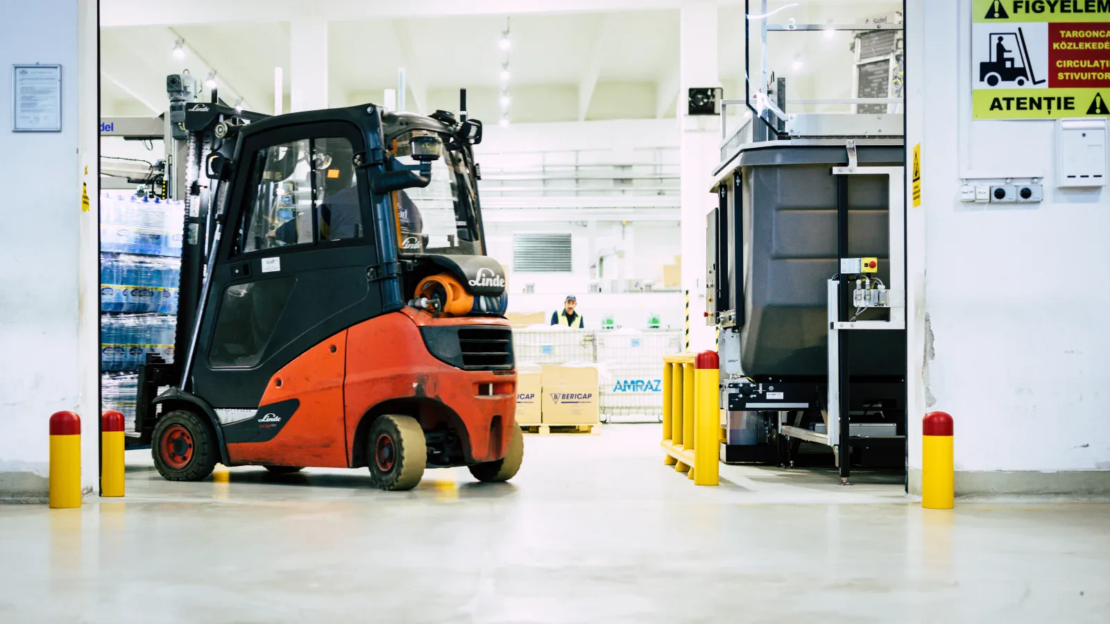 Forklift area with layered protection