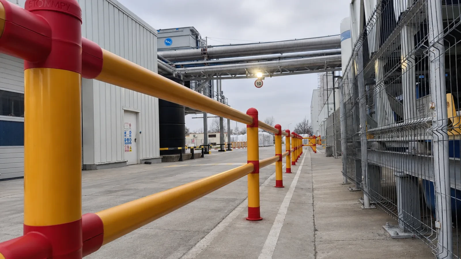 Outdoor pedestrian route along a building